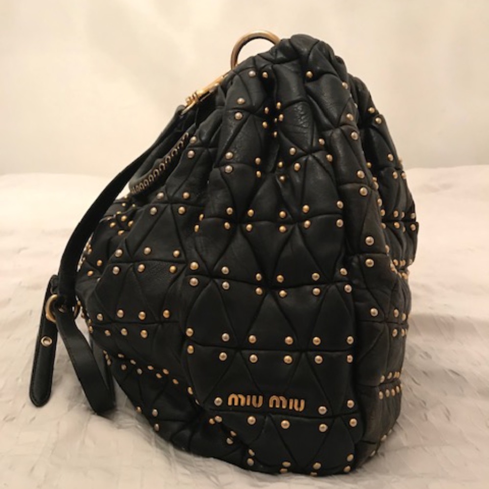 Authentic Mui Mui leather studded hobo
